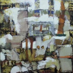 EDUARDO SALES. Abstracto. Oleo-collage s/tabla.100×100